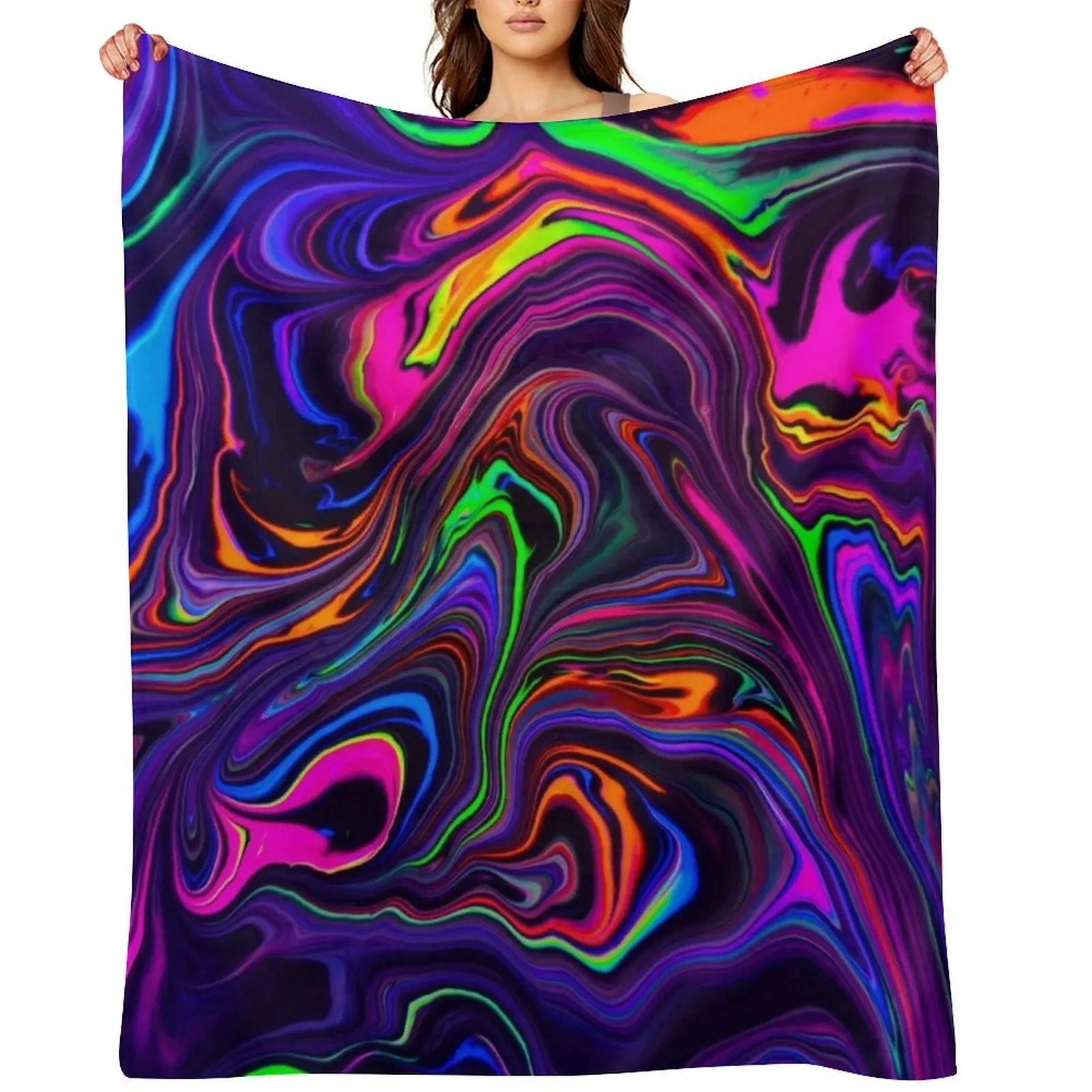 موجات الفضاء النيون رمي بطانية ريتروس متعددة الأغراض الأرائك الزخرفية البطانيات الزخرفية #1