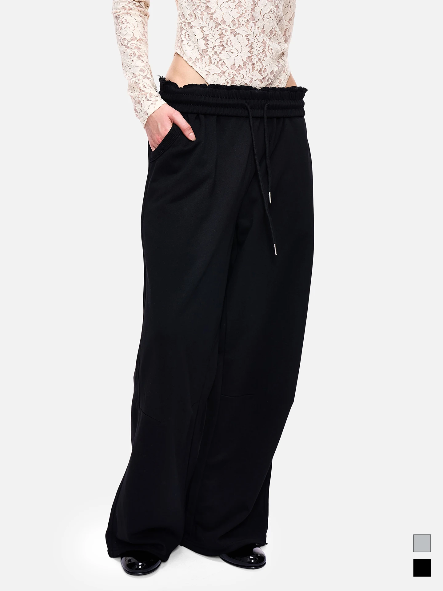 

Спортивные брюки свободного кроя с широкими штанинами, повседневные, черные, женские, с высокой талией, из смесового хлопка, удобные