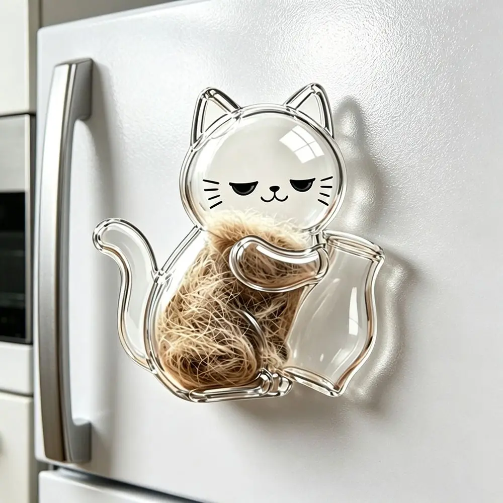 Magnetic Pet Memorial Fridge Magnet Transparent Cat Shaped Magnetic Storage Magnet Lightweight Personalized