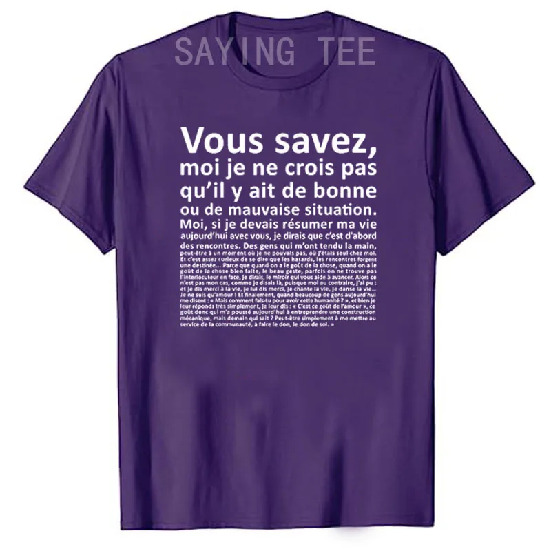 VOUS SAVEZ Monologues D Otis Classic T-Shirt Funny Letters Printed Sayings Graphic Tee Tops Humorous Personality Outfit Gifts