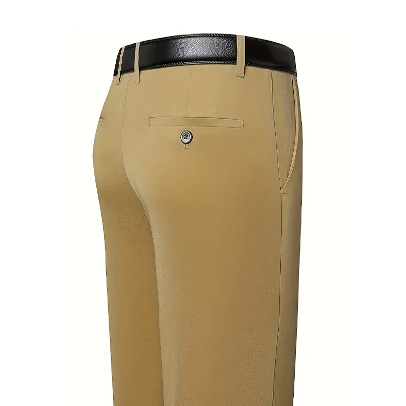 

LIBIELIY Men's Pants Elastic Suit Pants Summer Thin Formal Breathable Cool Loose Straight Business Khaki