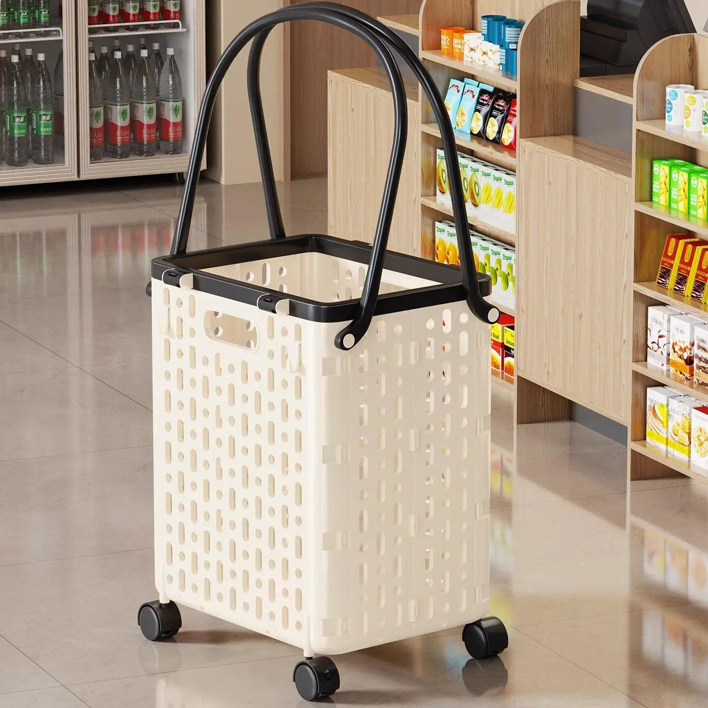 chariot-de-courses-pliable-ultra-leger-a-traction-manuelle-chariot-pour-l'achat-de-legumes-corps-en-acier-inoxydable-poignee-retractable-portable