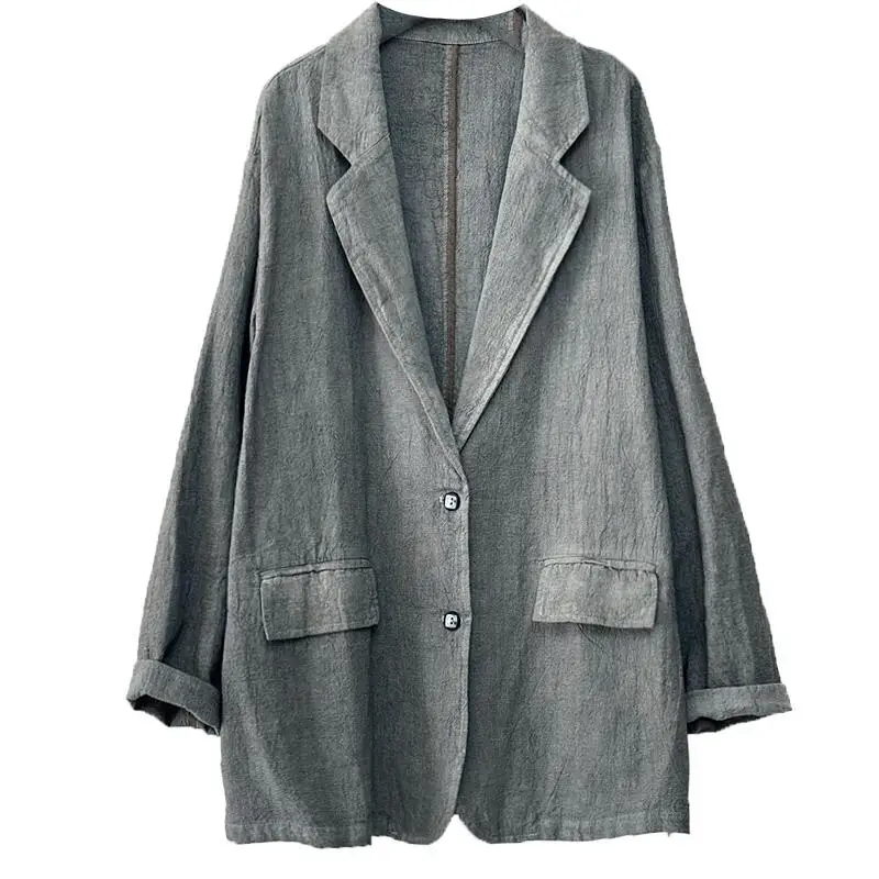Costume d'affaires rétro en lin pour femmes, coupe ample, Thi Long Sve, Sli polyvalent, automne 2025