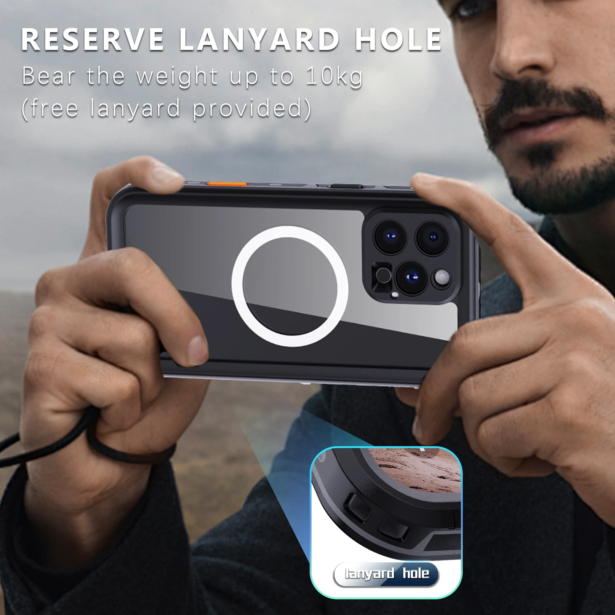 Shellbox حافظة هاتف احترافية مقاومة للماء 360 °   IP68 مقاوم للصدمات والغبار (متوافق مع iPhone 17 Pro/16/15/14/13)