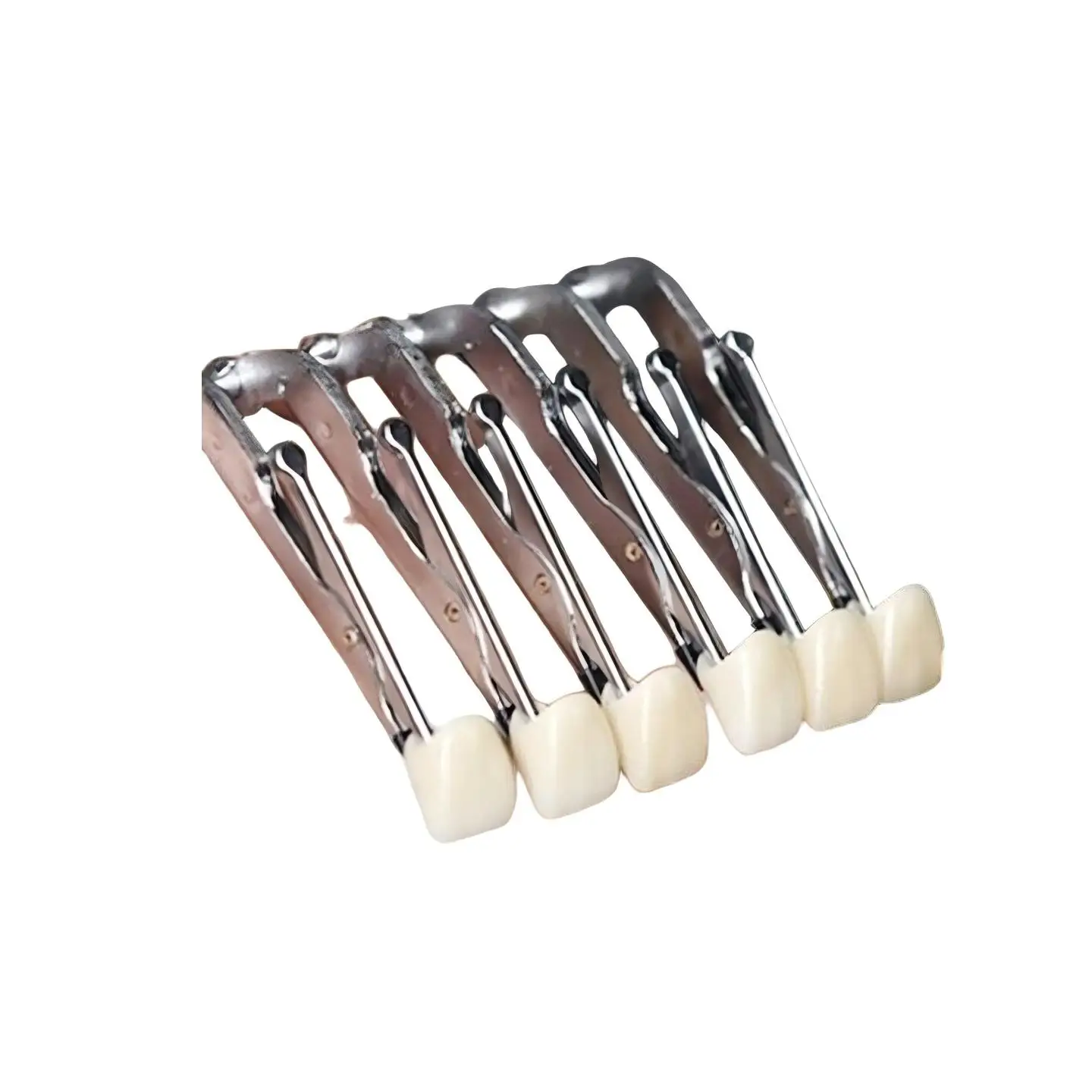 Dental Lab Glazed 6 Tooth Clamp Ceramic Veneer Porcelain Brush Staining Holder Clips Tool For Temporary Crown Denture Clinic Set
