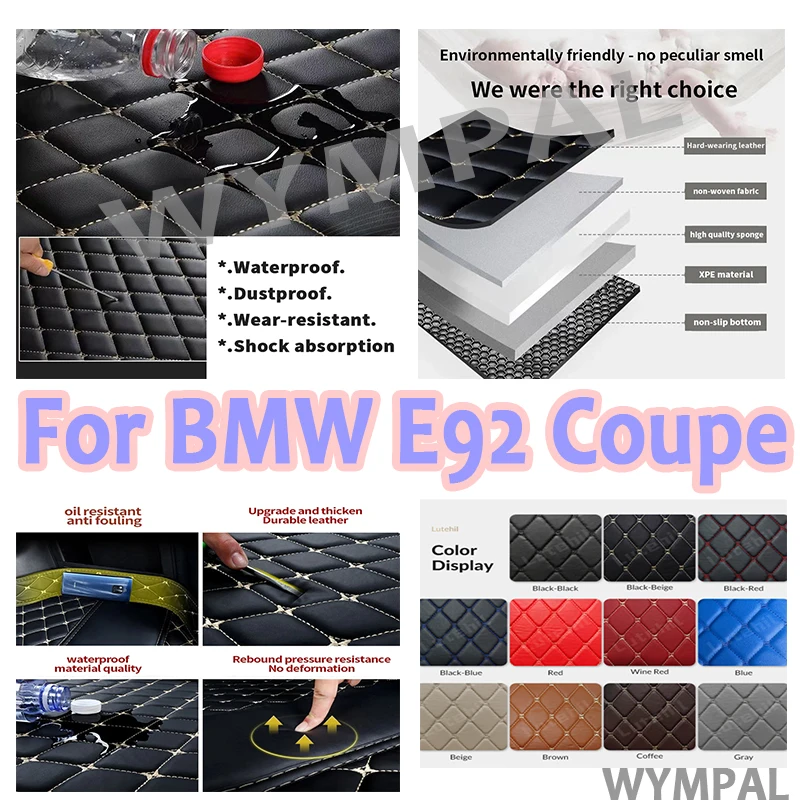 

Роскошные автомобильные коврики на заказ для BMW E92 Coupe 2005 2006 2007 2008 2009, автомобильные кожаные мужские и женские автомобильные коврики, полностью автомобильные коврики