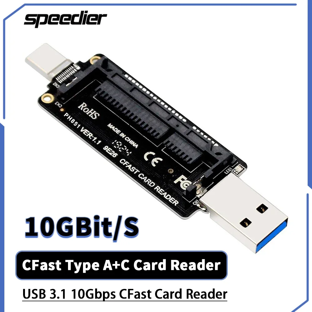 

CFast Type A+C Card Reader USB 3.1 10Gbps CFast Card Reader Portable Aluminum CFast Memory Card Adapter 10GBit/S VL716