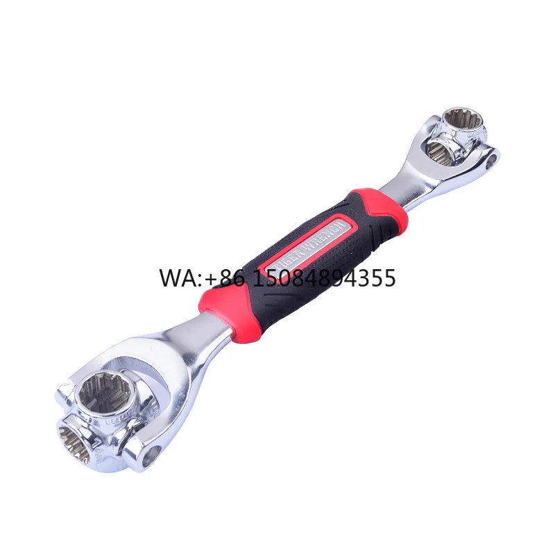 Multifunctional 8 in 1 Socket Wrench Dogbone Ring Wrench With  Rubber Handle Universal Rotating Multihead Box End Wrench