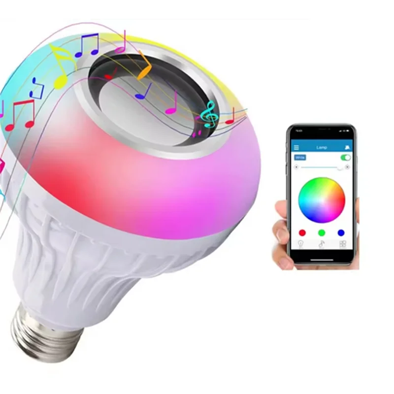 

【Купите это ниже!】E27 Smart RGB Беспроводная Bluetooth-колонка, лампа для воспроизведения музыки, светодиодная лампа с регулируемой яркостью и пультом дистанционного управления