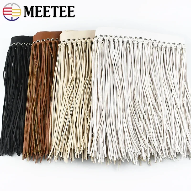 1Meter Meetee 23cm PU Leather Tassel Fringe Trim Lace Ribbon Handbag Dress Decor Tassels Performance Clothes Швейний матеріал