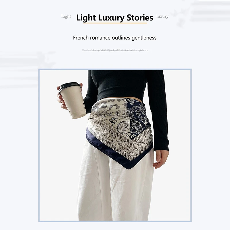 العصرية الرجعية نمط حزام وشاح التراص يرتدي وشاح حريري متعدد الوظائف الراقية تحسس حزام فضفاض الملابس مع ختم الخصر