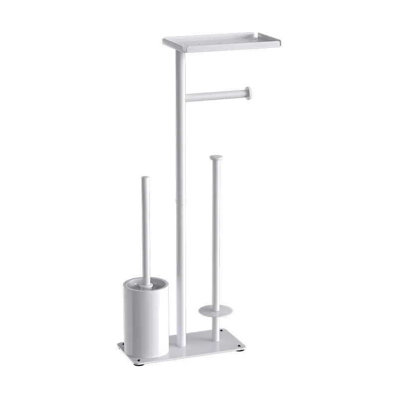 Freestanding Bathroom Tissue Holder — Vertical, Movable Toilet Paper Storage Rack with Nail-Free Design and Integrated Toilet Br view 6