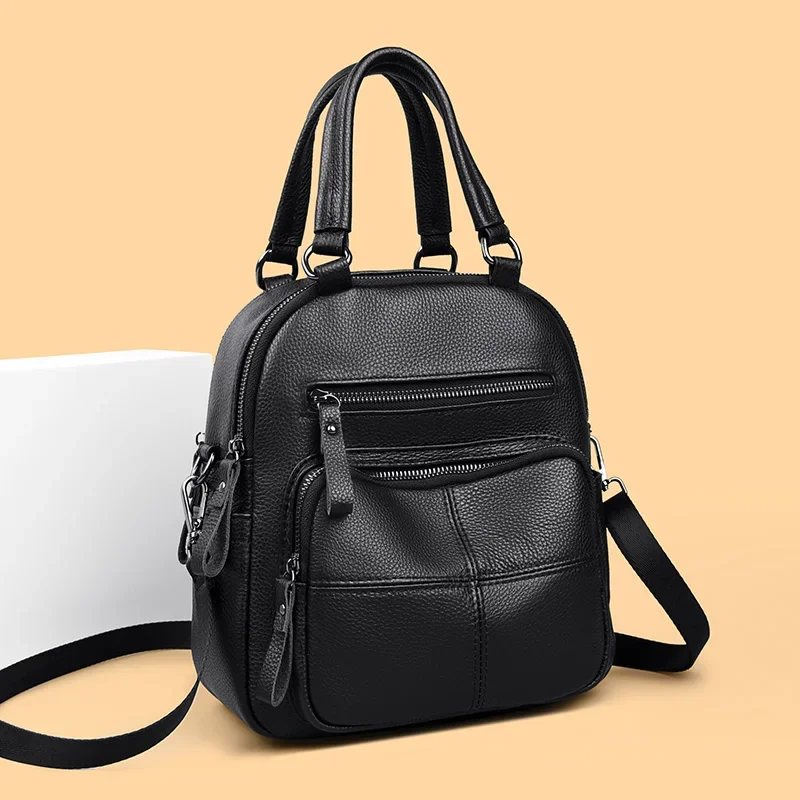 

Fashion Multifunctional Genuine Leather Women Backpack Large Capacity School Travel Shoulder Bag Back packs Girls Daily Knapsack