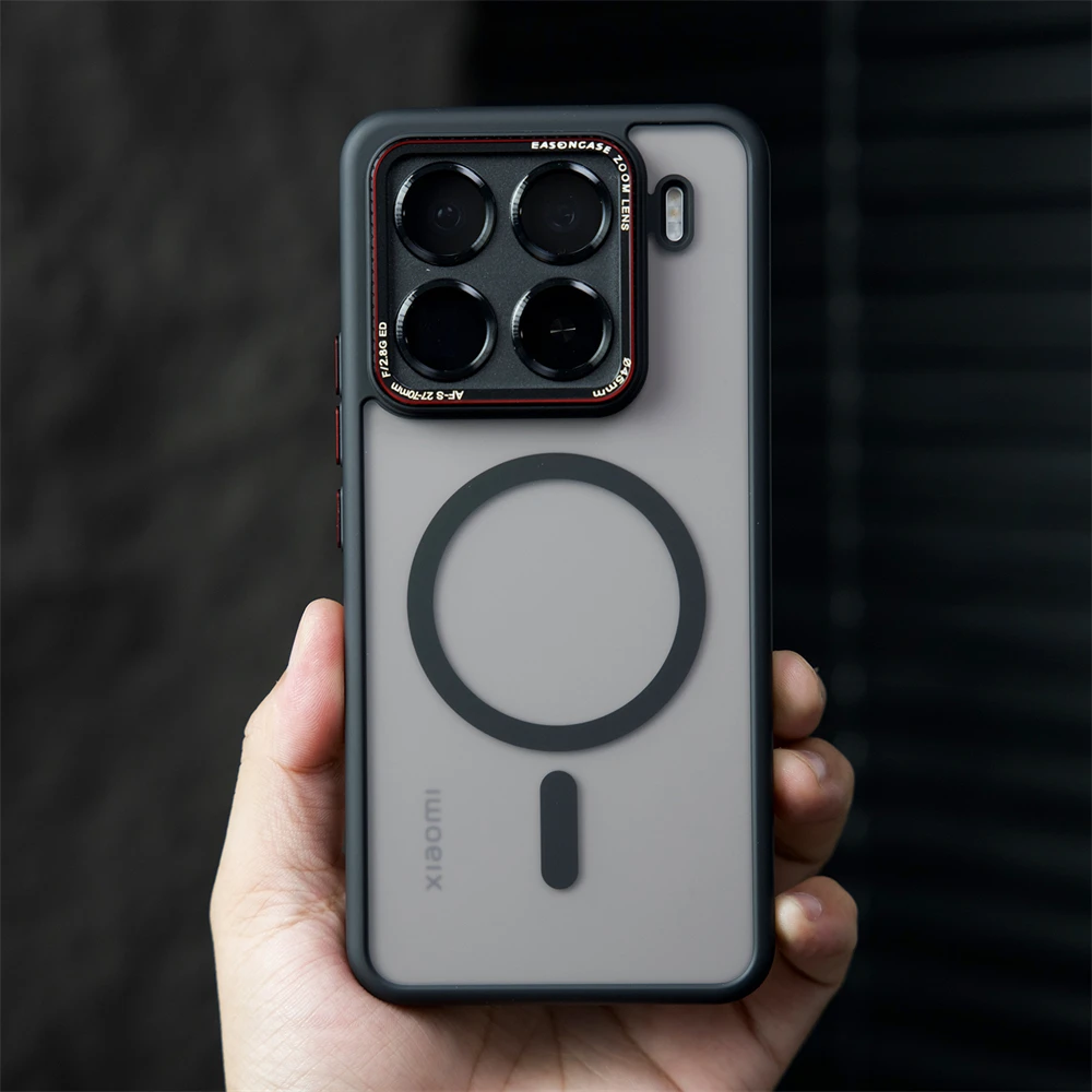 حافظة شفافة مغناطيسية فاخرة غير لامعة لهاتف Xiaomi 15 14 Pro Mi 15Ultra لهاتف Magsafe غطاء حماية كامل للعدسة