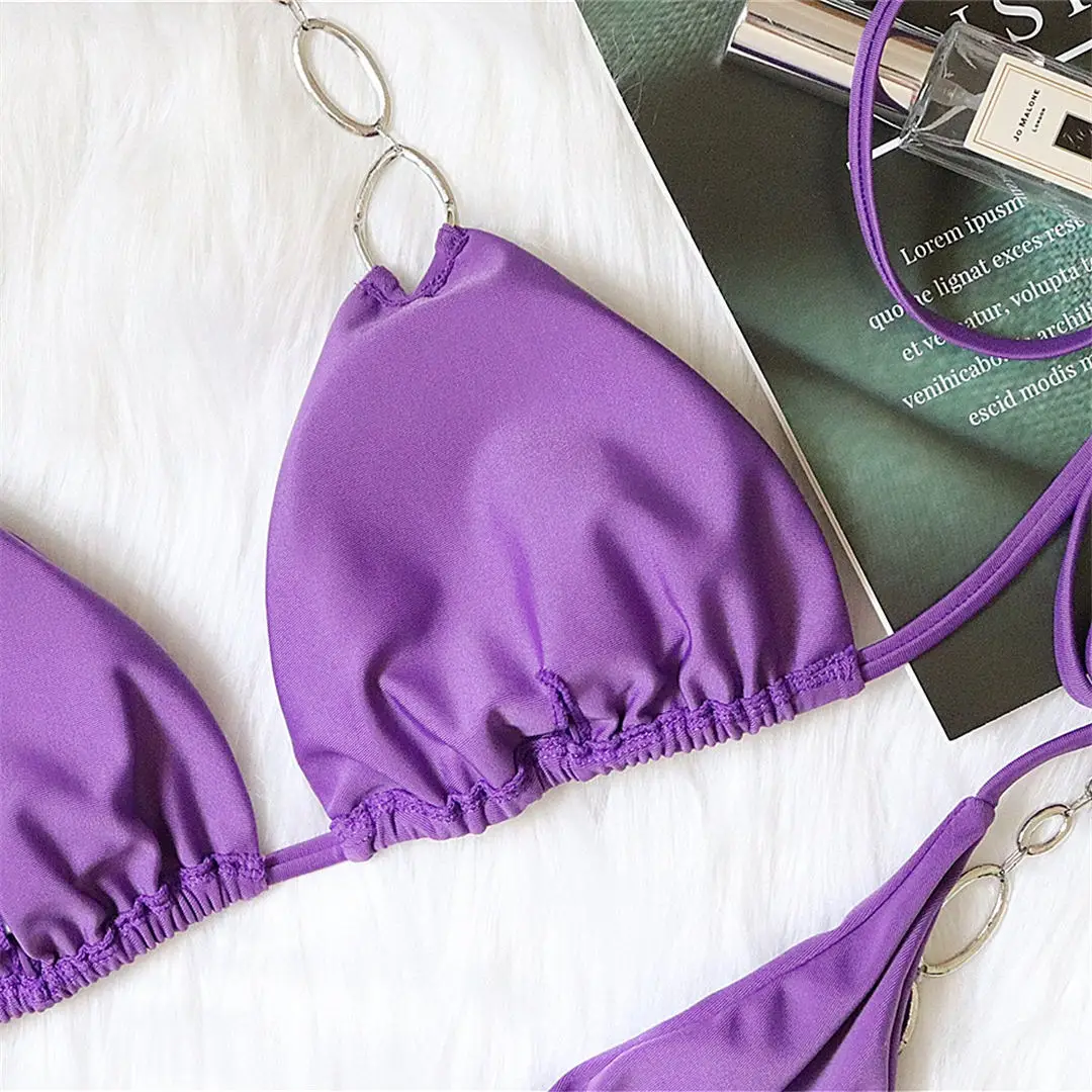 Halter Diamond Bikini Damen-Badeanzug Zweiteiliger Bikini-Set Scrunch Butt Brasilianischer Badeanzug Badebekleidung V2337 – Detail 35