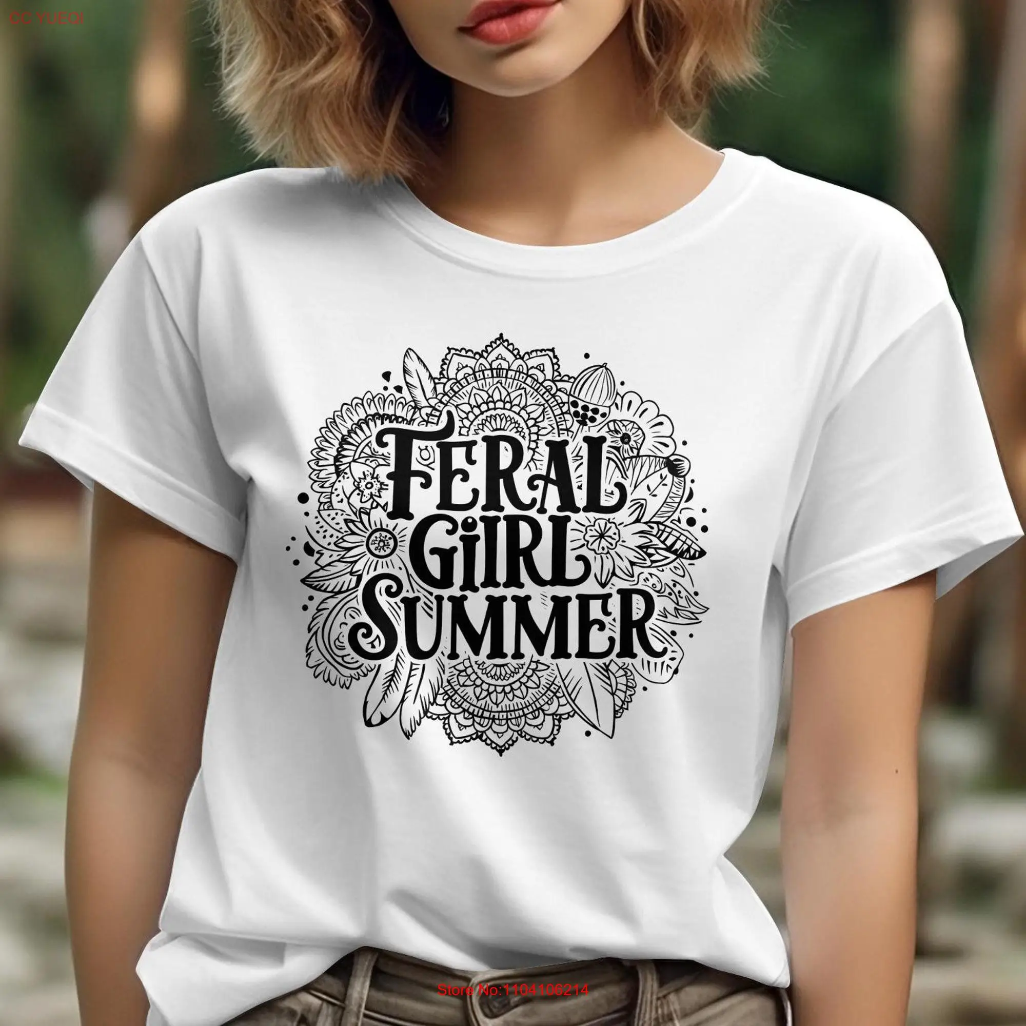 Stylish Feral Girl Summer T Shirt Fun Power Bold Vibes Cute Statement Top Artistic for Women long or short sleeves