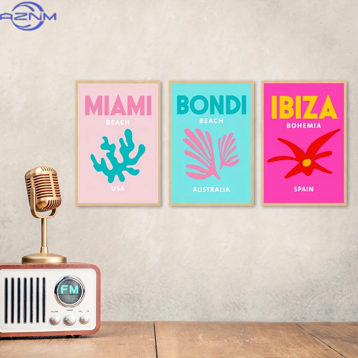 3pcs/Set Preppy Canvas Posters, Ibiza Print, Miami Print, Bondi Print, Travel Prints Poster Home Decoration, Gift for Friends,