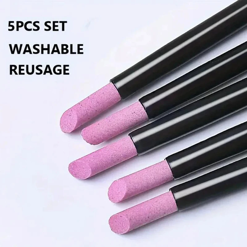 Professional Quartz Manicure Polishing Pen Set 3PC Nail Cuticle Pusher Dead Skin Remover 130mm Fine Sanding Stone Tool