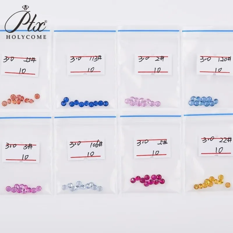 3.0mm Round Cut Rainbow Corundum Synthetic Sapphire Loose Gemstones Mixed 8 Colors for Jewelry Making Wholesale Price