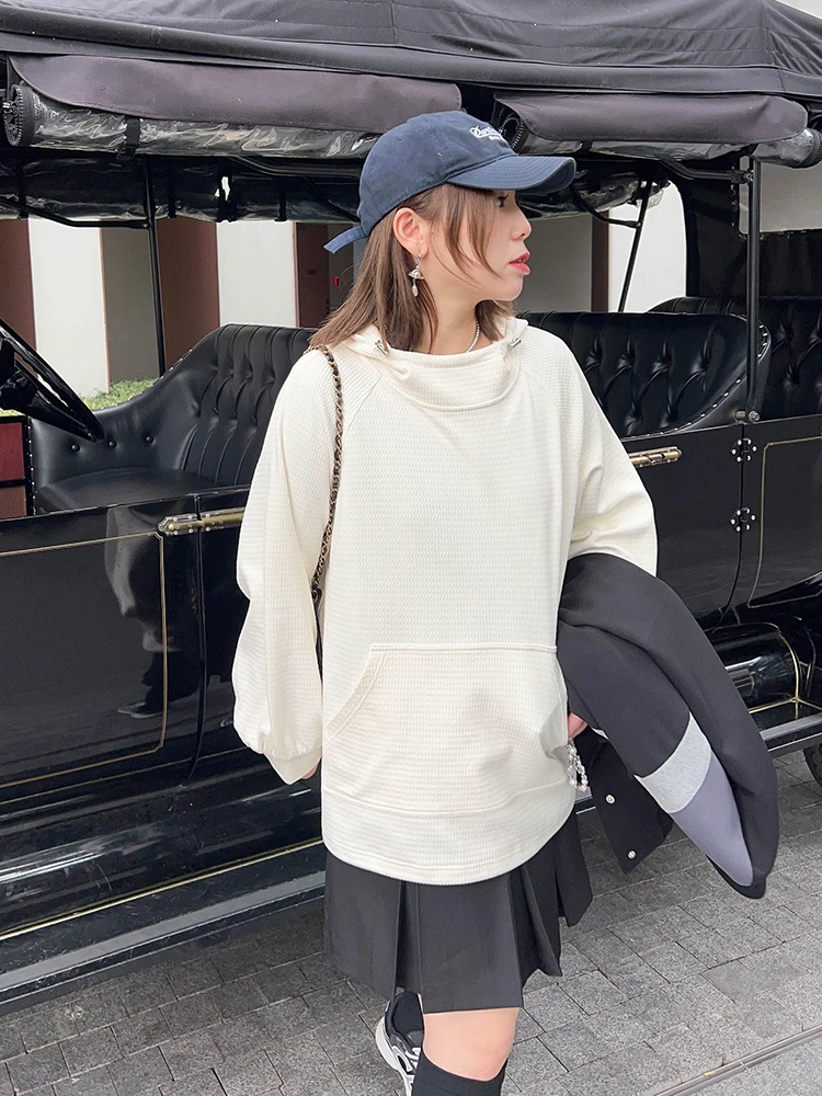 

Оригинальная толстовка Vogana больших размеров с регулируемым шнурком, свободного кроя, синяя, модная, удобная, из смеси хлопка и полиэстера, весенняя коллекция