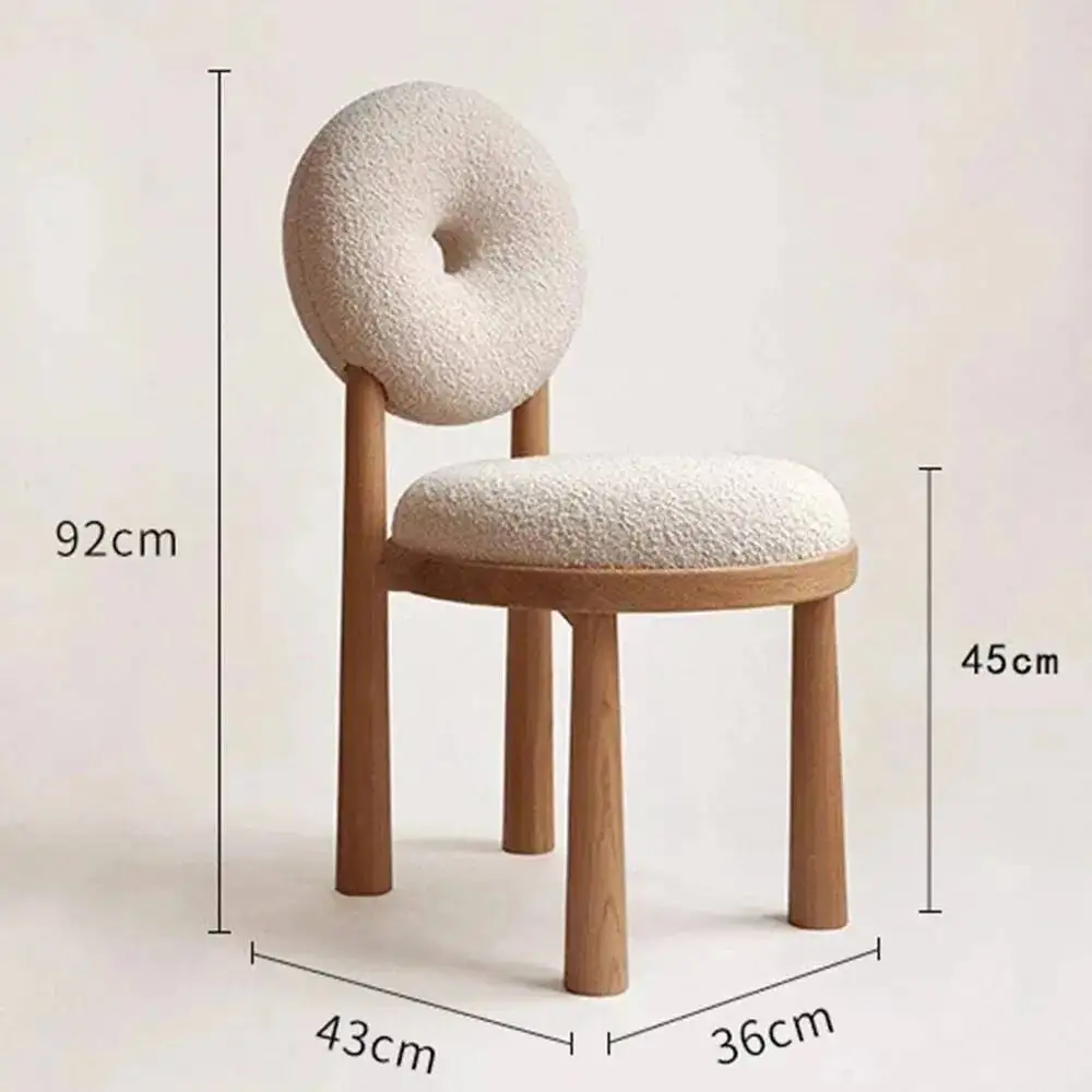Sillas de Comedor Blancas de Diseño, Respaldo Redondo, Estilo Nórdico Moderno, Muebles Únicos de Madera para Biblioteca
