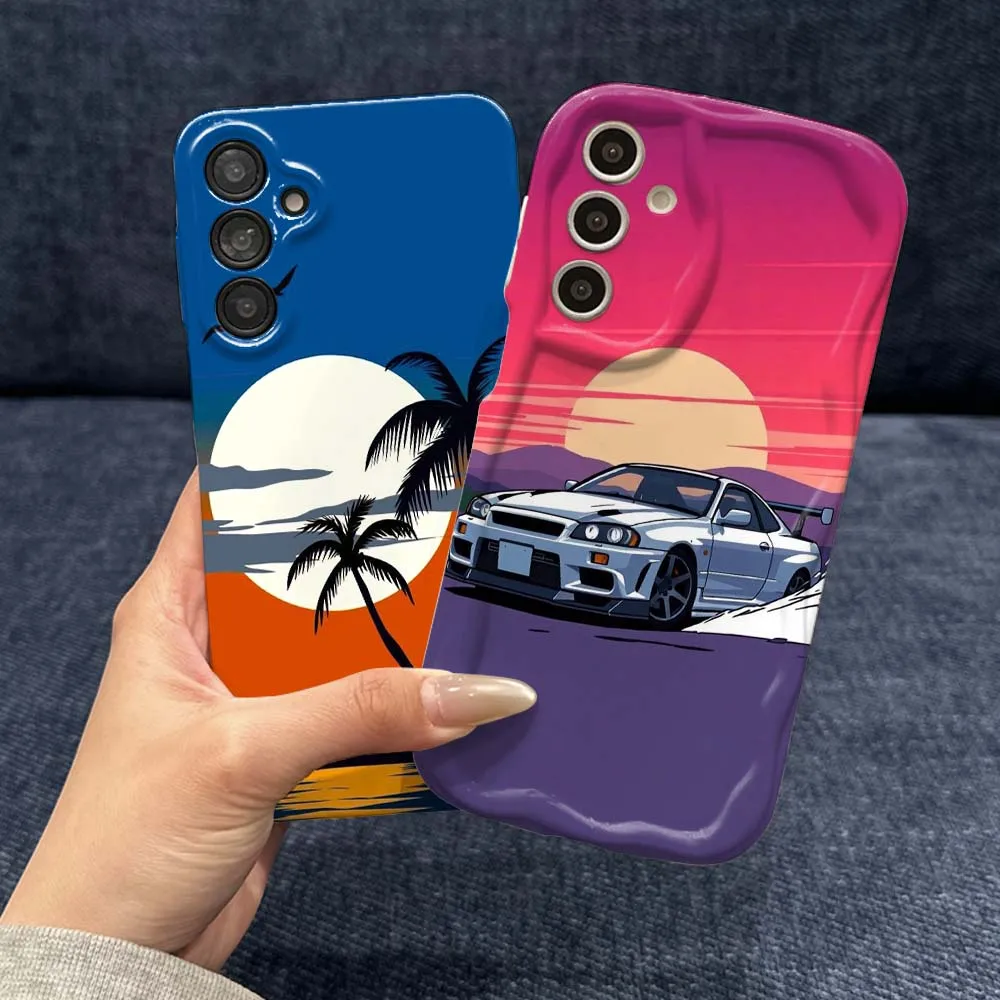 

Sunset Art Illustration For For Samsung Galaxy S26 S25 S24 S23 S22 S21 Plus Ultra FE Lite 5G Feilin Wave Oil Shell Phone Case