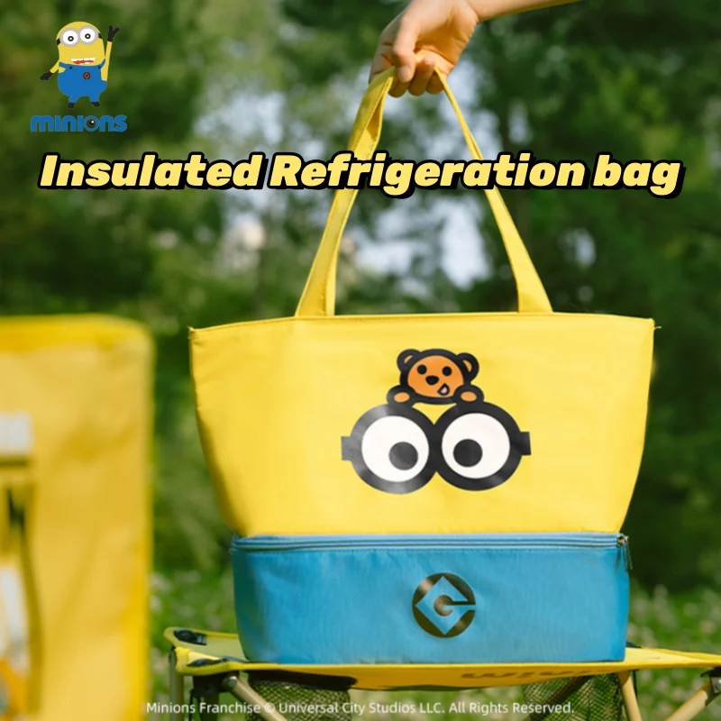 2024 New Minion Insulated Refrigerated Bag Portable Large Capacity Waterproof Oil Proof Thickbag Travel Picnic Bag Birthday Gift