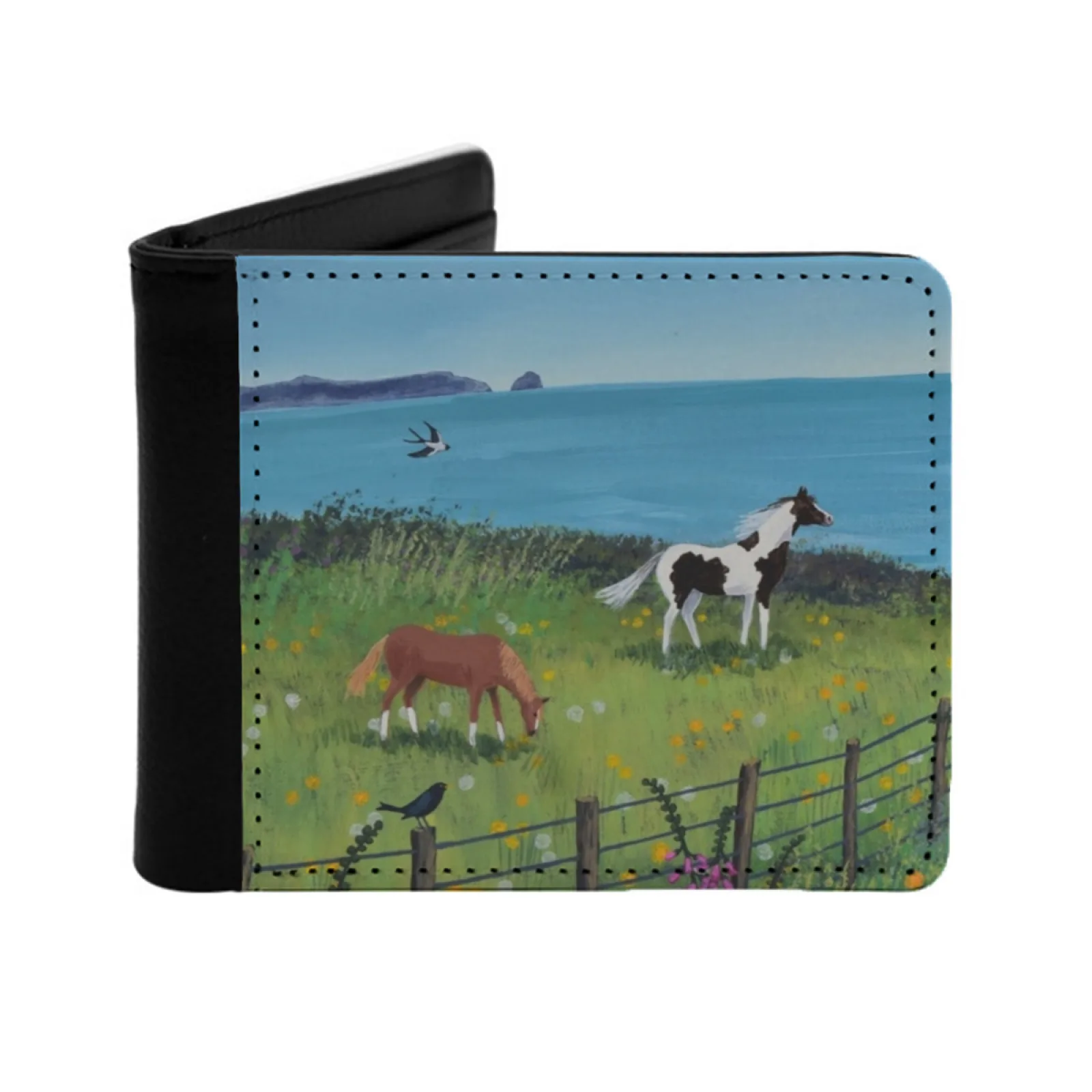 

Looking Out To Sea Men Wallets Card Man Wallet Short Purse Bi-Fold Personalized Purses Seascape Sea Scene Coastal Landscape