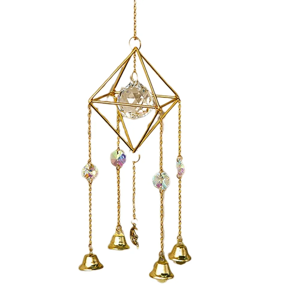 Pendant for Crystal Ball Air Bromeliad Flower Stand Lamp Hanging Sun Decor with Metal Cage Reflecting Light Indoors and Outdoors