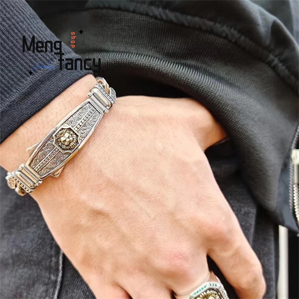 سوار أسد قوي على طراز الدراجة النارية الفضية هو مجوهرات عصرية فريدة من نوعها على شكل حرف يدوية رائعة وأكثر مبيعًا وأنيقة #3