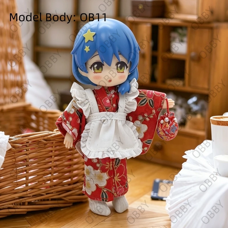 For Obitsu 11 Doll Girl Kimono Clothes Set For OB11 Gsc 1/12 Body Doll Cloth NAGI Doll Outfit Clothes
