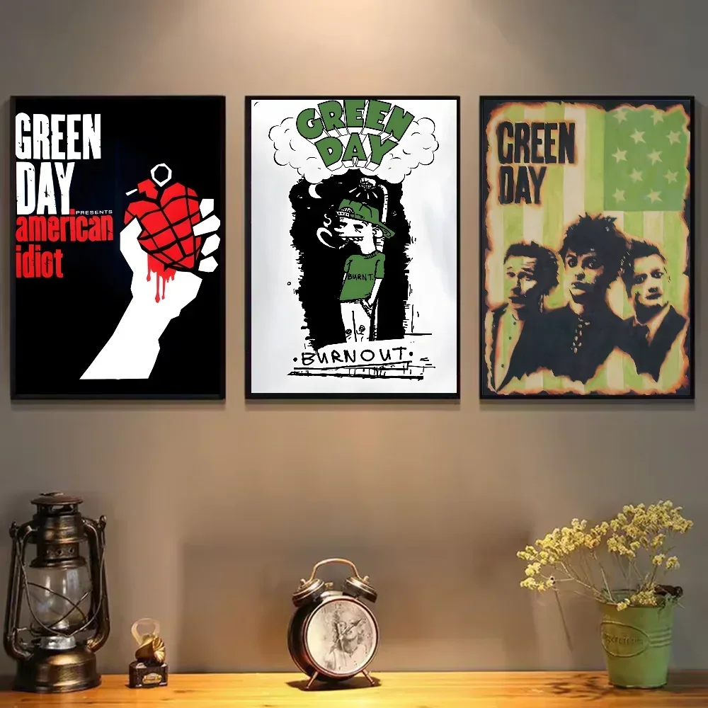 ملصق عتيق لليوم الأخضر لفرقة الروك ملصق ريترو قماش جمالي ومطبوعات صورة فنية جدارية لتزيين غرفة المعيشة