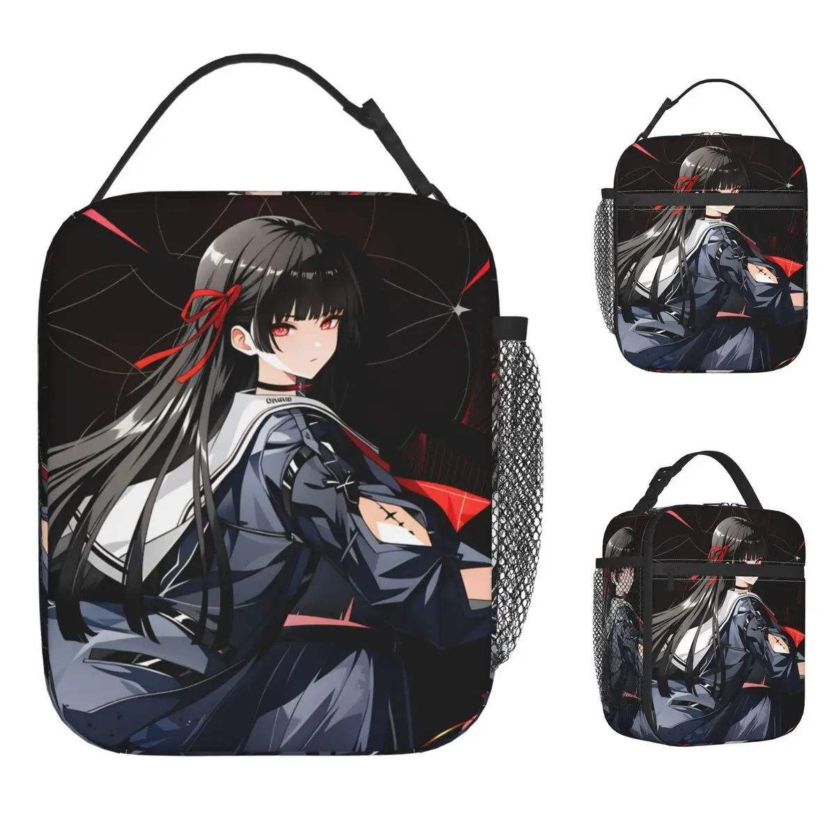 لطيف Chisa الغداء حقيبة Wuthering موجة الرجعية علب الاغذية السفر حقيبة محمولة أكياس الغذاء للكبار أكسفورد التصميم الجرافيكي حقيبة للحفاظ على البرودة