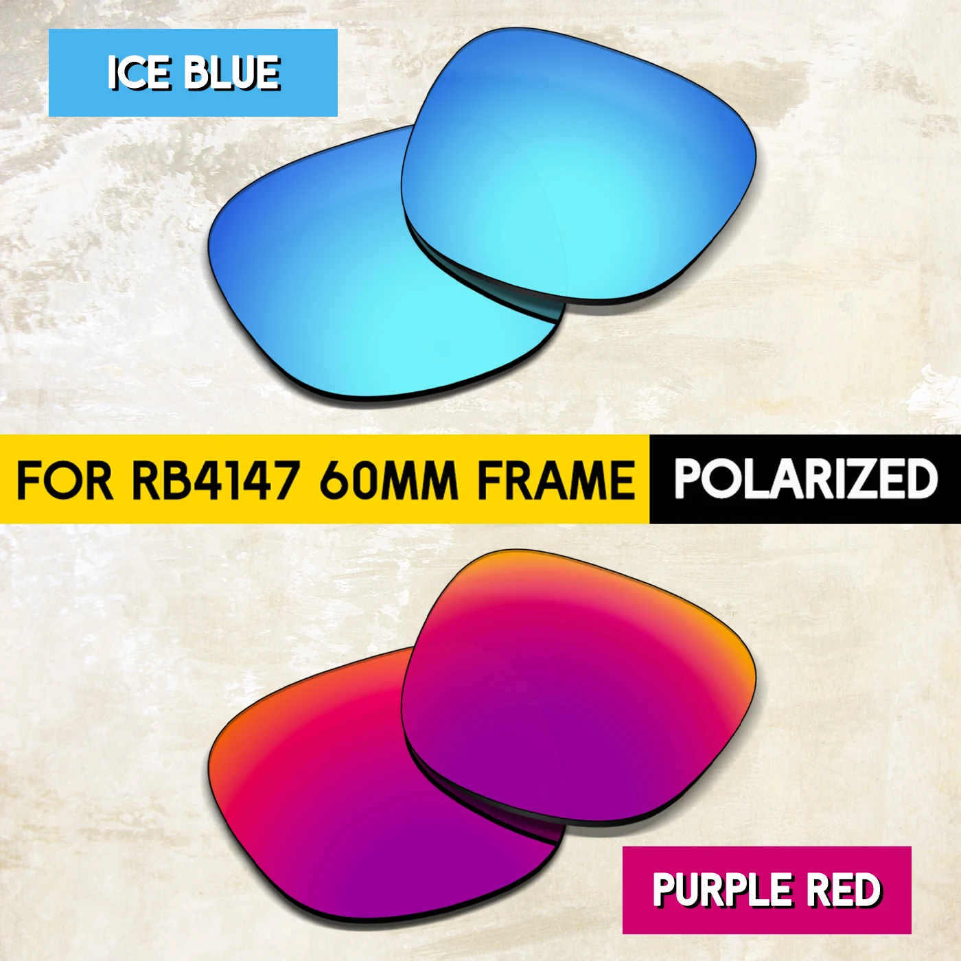 2 pairs POLARIZED Replacement Lenses for RB4147 60mm Sunglasses - Multi Colors