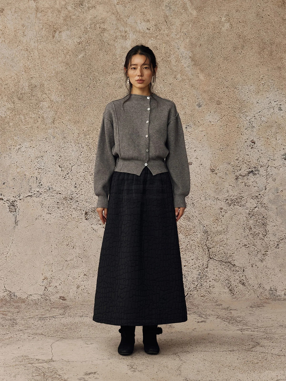 

alpa Lew Woolen Knitted Sweater Cardigan Button-Up Chinese Sle Women's Faion Thi Long Sve Regular Length Coat