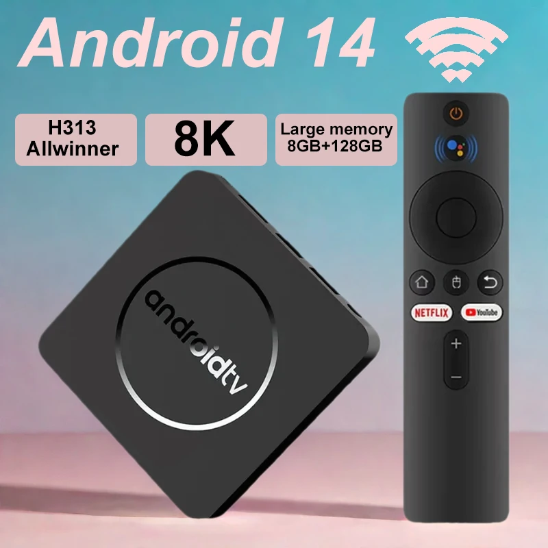 Q10 TV Box Android 14 64G 128G ذاكرة كبيرة H313 HD 8K BT5.4 2.4G&5G WIFI Netflix Google Voice Streaming Media Player Set Top Box