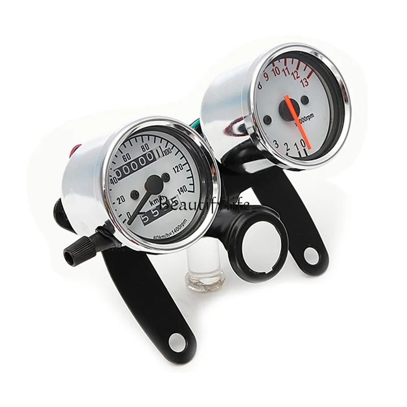 Motorcycle retro small instrument double mileage tachometer bracket set
