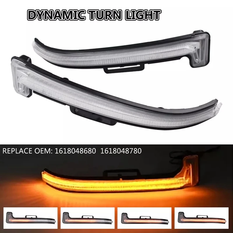 

Car Rear View Mirror Dynamic Turn Signal Light Indicator Lamp 1618048680 1618048780 For Peugeot 3005 5008 Citroen C5