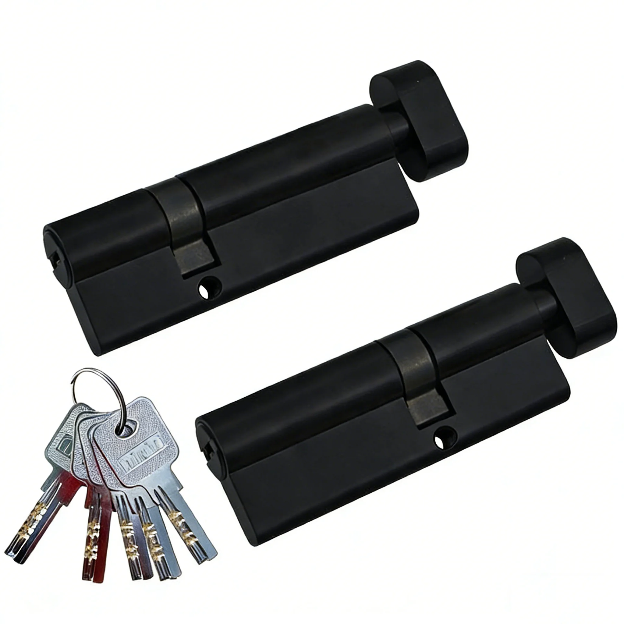 Picture 4: All Brass Black Cylinder Lock Unconventional eccentric lock cylinder Security Living Room Lock Handle with Customized Brass Key