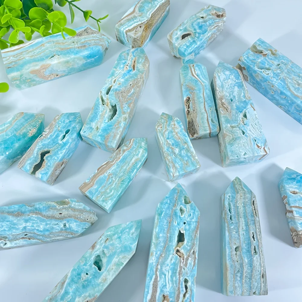 1Pc Unique Handcrafted Blue Aragonite & Hemimorphite Crystal Tower for Crystal Home Decor Home Decor Holiday Gifts