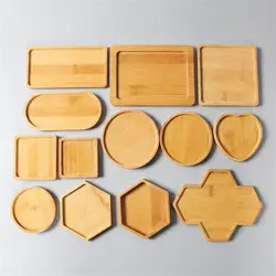 Multi Bamboo Tray Wood Saucer Flower Pot Tray Cup Pad Coaster Plate For Kitchen Decorative Plate Creative Coaster Coffee Cup Mat