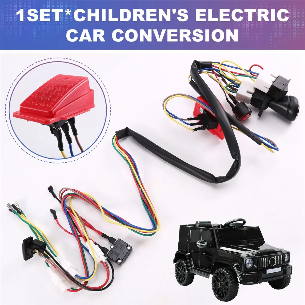 (AIMA) Children Electric Car DIY Modified Wires and Switch Kit, Kids Electric Car Ride on Toys Accessories Without Motor