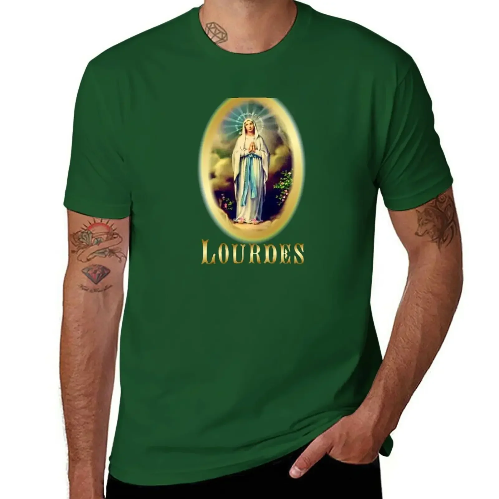 Graphics Mens T Shirt Our Lady of Lourdes Virgin Mary France St Bernadette France Catholic T-Shirt Graphic Men Clothing Harajuku