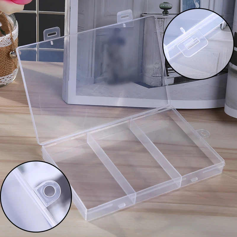 3 Grids Compartment PlasticStorage Box Jewelry Necklace Earring Bead Screw Holder Case Transparent Display Organizer Container