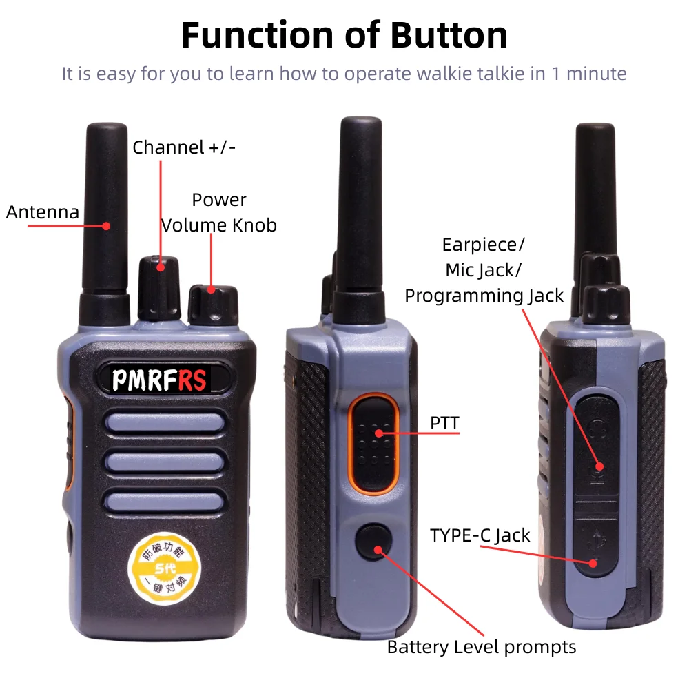 5W Walkie-Talkies 2 ชิ้นการสื่อสารทางไกล UHF วิทยุแบบพกพา Walkie Talkie สําหรับล่าสัตว์