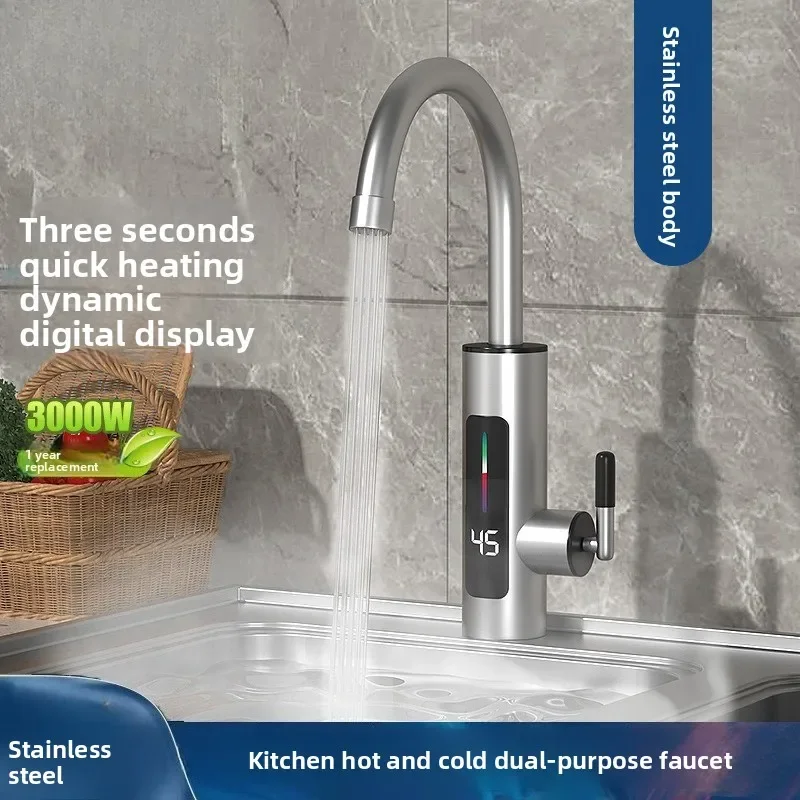 

DurableKitchen Faucet Stainless Steel Quick-heating Three-second Instant Hot And Cold Dual-purpose Electric Heating Faucet