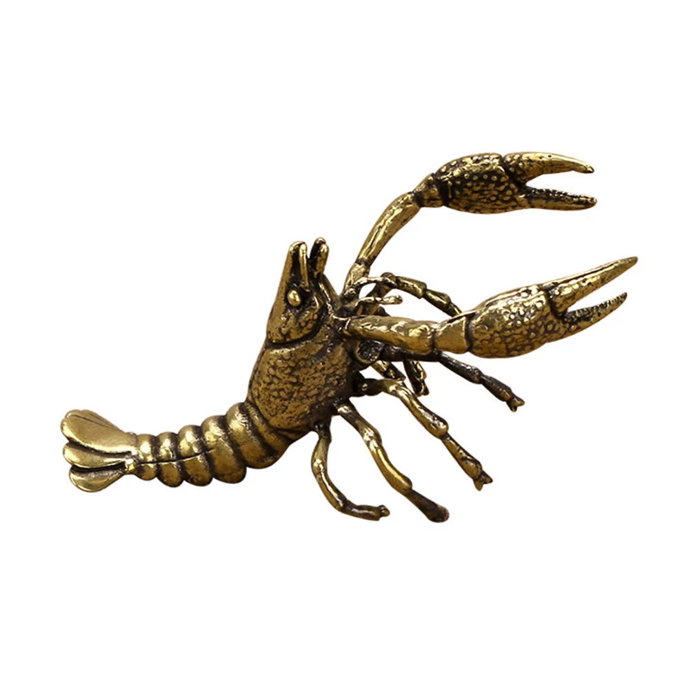 Crawfish Lobster Ornaments Desktop Accessories Simulated Figurine Golden Brass Vintage Home Decor