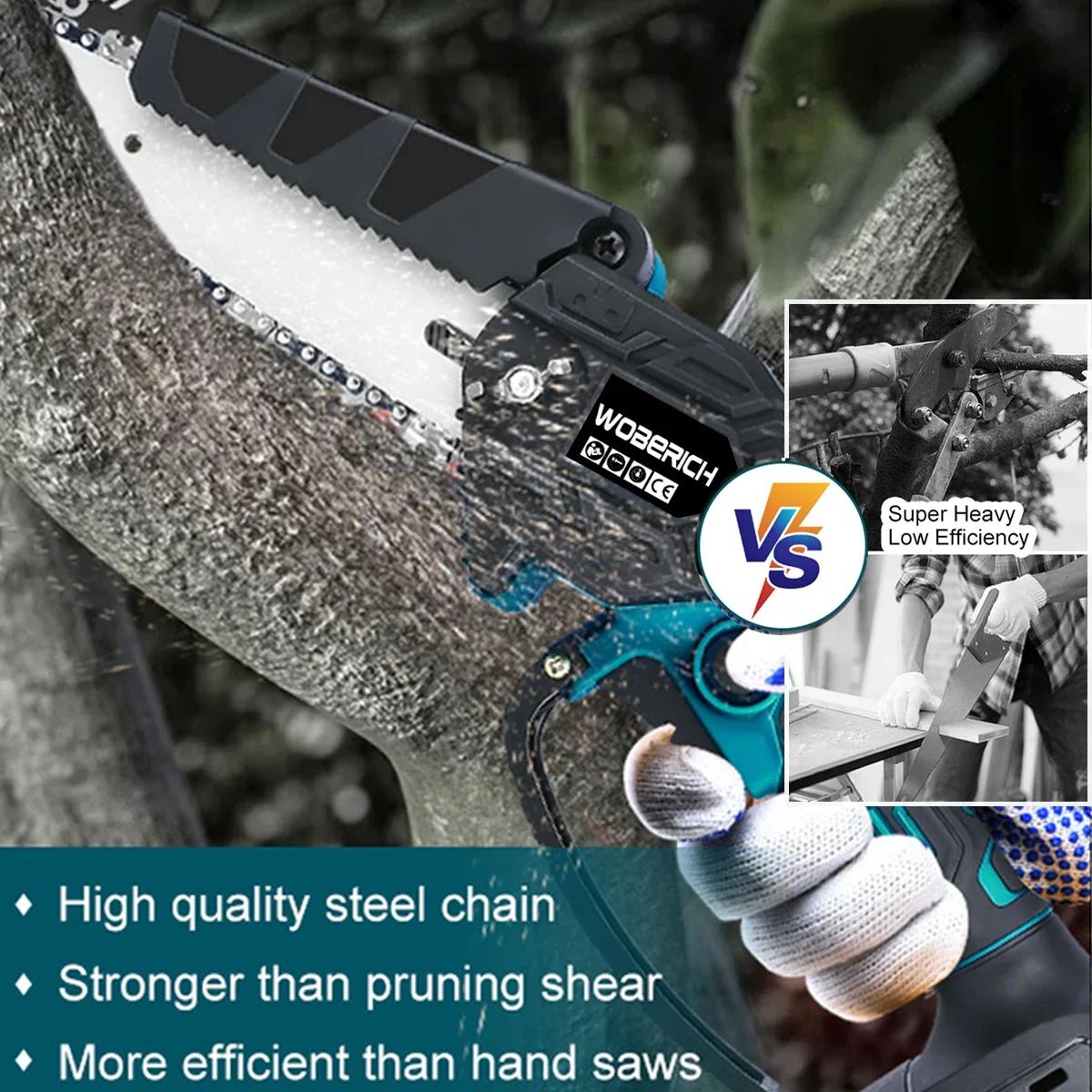 Brushless Mini Electric Chain Saw Cordless Woodworking Garden Power Tools Home Logging Cutter (No Battery) For Makita 18V