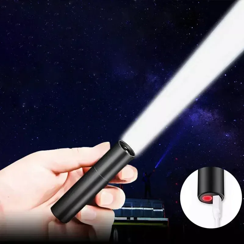 Mini Rechargeable Led Flashlight Waterproof Aluminum Alloy Torch USB Charging Super Bright Lantern Flashlight SONG MAN Fishing