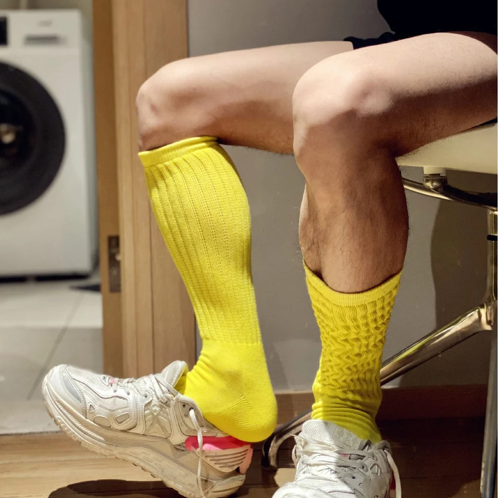 

Socks Calcetines Solid Long Tube Socks Sweat Sport Socks Men Men's Clothing Calcetines Hombre Thread Cotton Basketball Fashion